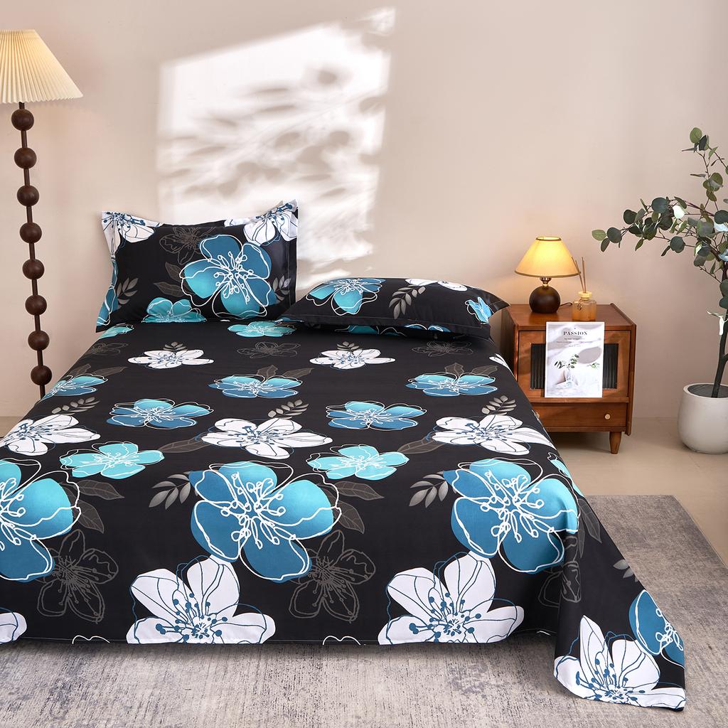 1 piece of printed bed sheet. Single bed. Double bed. Comfortable bedding. Suitable for all seasons (excluding pillowcases)