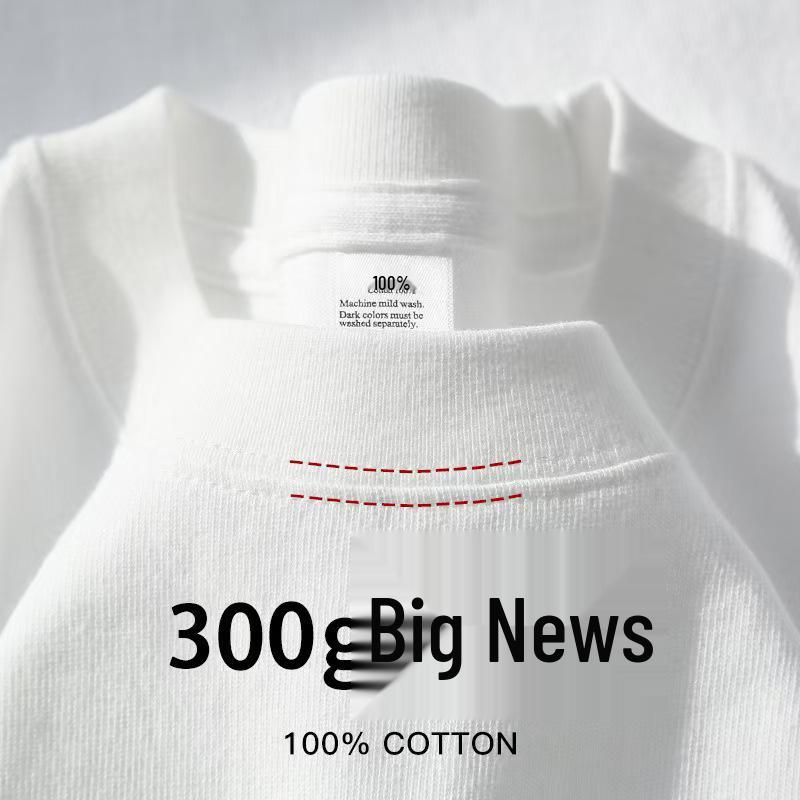 

Unisex 300g Heavyweight Cotton Short Sleeve T-shirt - Trendy Summer Loose Fit XXL білий