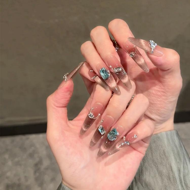 Wearing Nail Advanced Sense Spring and Summer Flash Diamond Butterfly Handmade Nail Piece Spice Girl Wearing Nail Piece