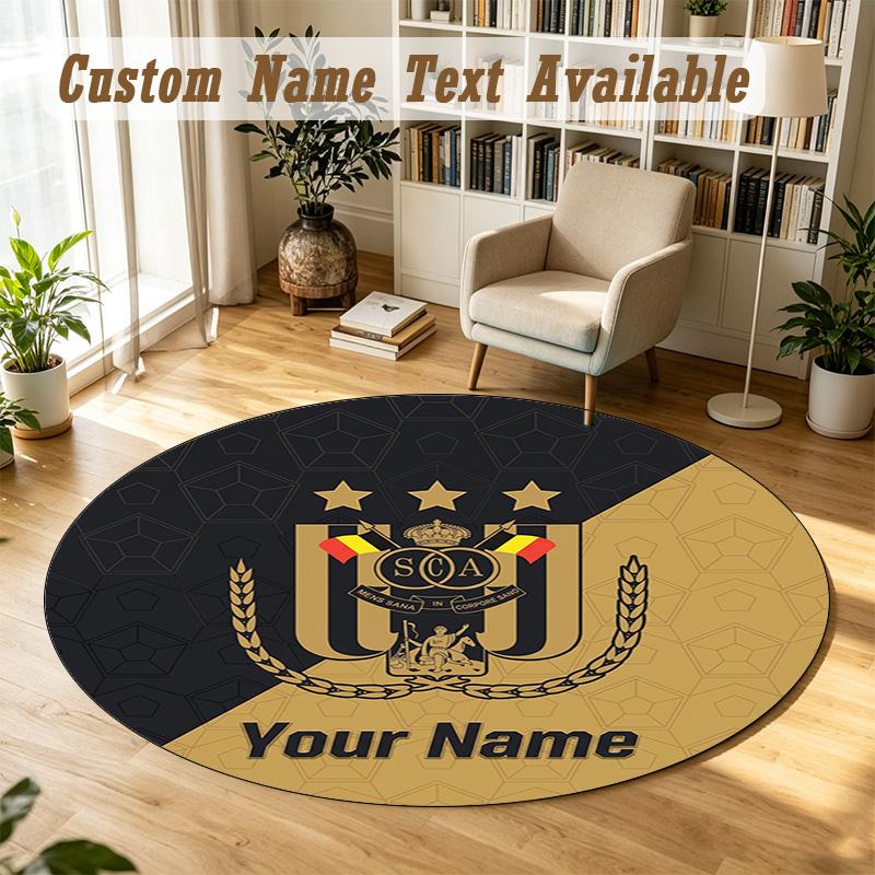 Round Rug Custom NameAnderlecht FC Pattern Non Slip Carpet Home Floor Decor
