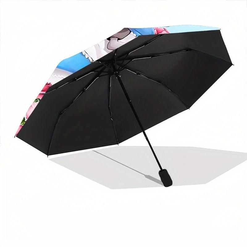 1pc Alice in Wonderland Automatic Opening/Closing Umbrella - Portable 3-Fold Design, 8-Bone Iron Frame Outdoor Umbrella, Perfect Gift for Fa
