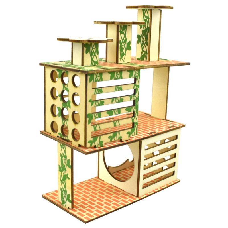 Holzvilla Haus für Hamster Kletterspielzeug Versteck Nistplatz Lebensraum für Chinchillas Meerschweinchen Kleintiere 5 Stile Dropshipping