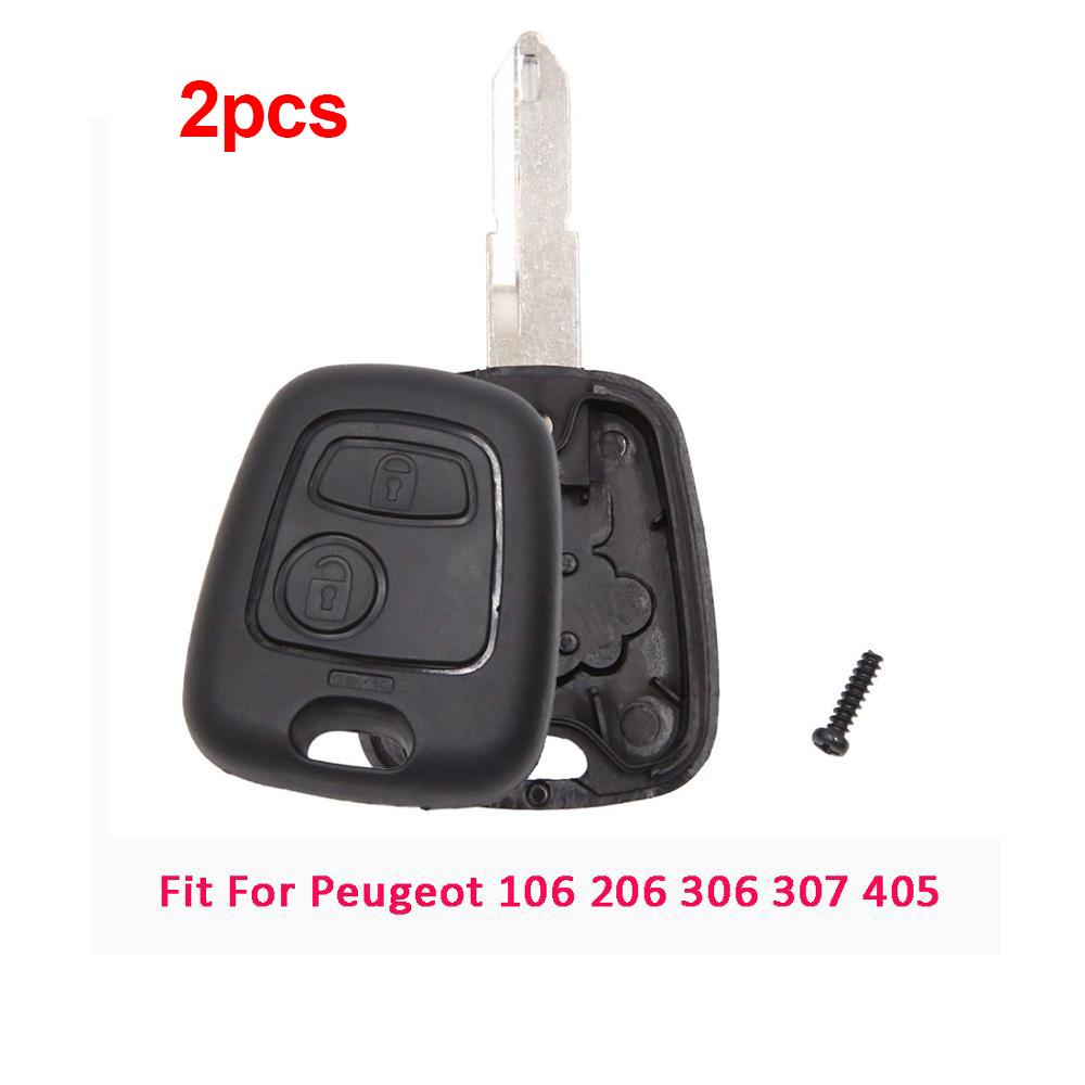 X Autohaux Auto 2 Buttons Uncut Insert Key Fob Case Remote Control Shell Car Accessories for Peugeot 106 107 206 207 306 307