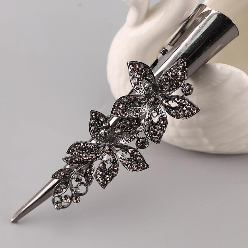 Women's Elegant Side, Flat Hair Clamp for Daily Styling, Gray