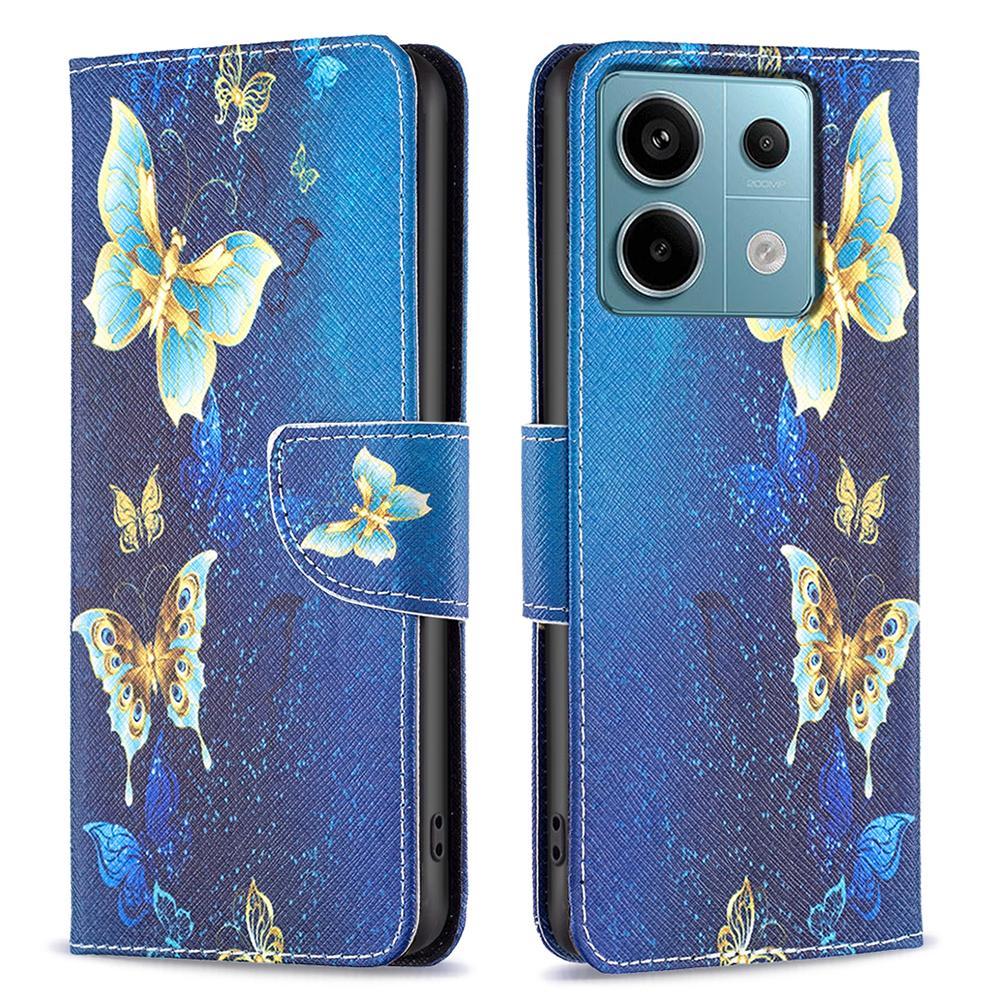 

For Xiaomi Redmi Note 13 Pro 4G/Poco M6 Pro 4G Protective Folio Case Pattern Printing Leather Cover B