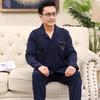 Men's Plus Size Cotton Pajama Set - Long-Sleeved, Ideal for Middle-Aged & Elderly, Spring to Winter Wear