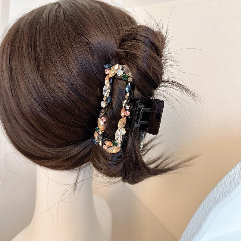 Quadratische Ultra-Glänzende High-End Voll-Diamant Haarspange, Große Haarklammer für Damen, Neuheiten