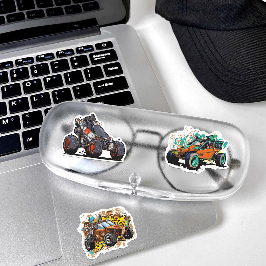 Monster Truck Stickers Set (51 pcs) - Cartoon Vehicle Decorations for Kids' Parties, Water Cups & Laptops.