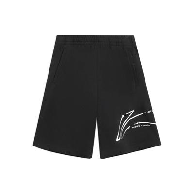 Lining Printed Logo Elastic Waist Casual Shorts Men Bottoms Black AKSS981-1