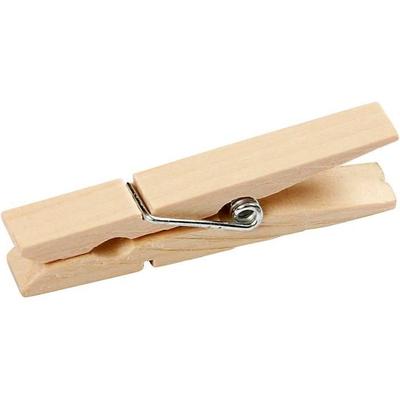Light Wooden Clothespins with Metal Spiral Spring. Ref 564550