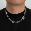 Salircon Colliers Punk Créatifs Étoile à Cinq Branches pour Hommes Argent Vintage Chaîne de Clavicule Réglable Bijoux Tendance Rue