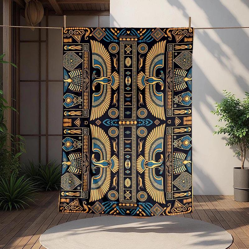

1pc Egypt Printing Lightweight Flannel Blanket, Comfortable and Warm Blanket, for Camping Sofa Bed and Couch Office, Gift Blankets in 100x150cm