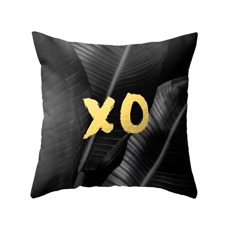 Cushion Cover 45*45cm Golden Leaves Soft Peach Skin Cashmere Throw Pillow Cover Sofa Pillowcase Merry Christmas Home Decor