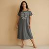 VEZFAA Women's Fashion Summer Spring Short Sleeve Loose Casual Nightgown