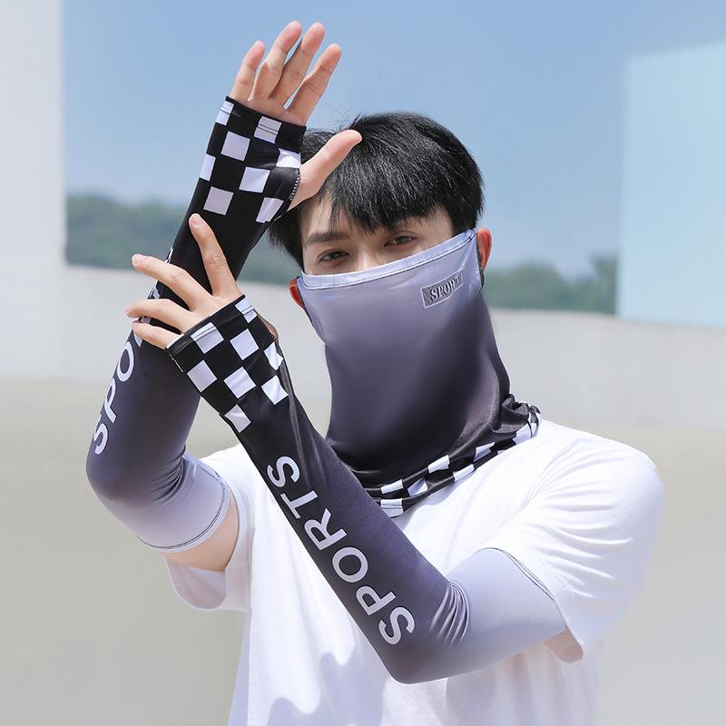 

1 комплект Уличный Солнцезащитный рукав из ледяного шелка Быстросохнущая маска-накидка Летняя Велоспорт Вождение Рыбалка Солнцезащитная маска Подарки чёрный