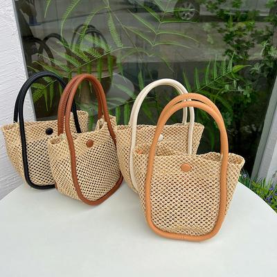 Französische gewebte Strohtasche, Sommerlich frische und leichte Handtasche, Lässige und vielseitige Umhängetasche