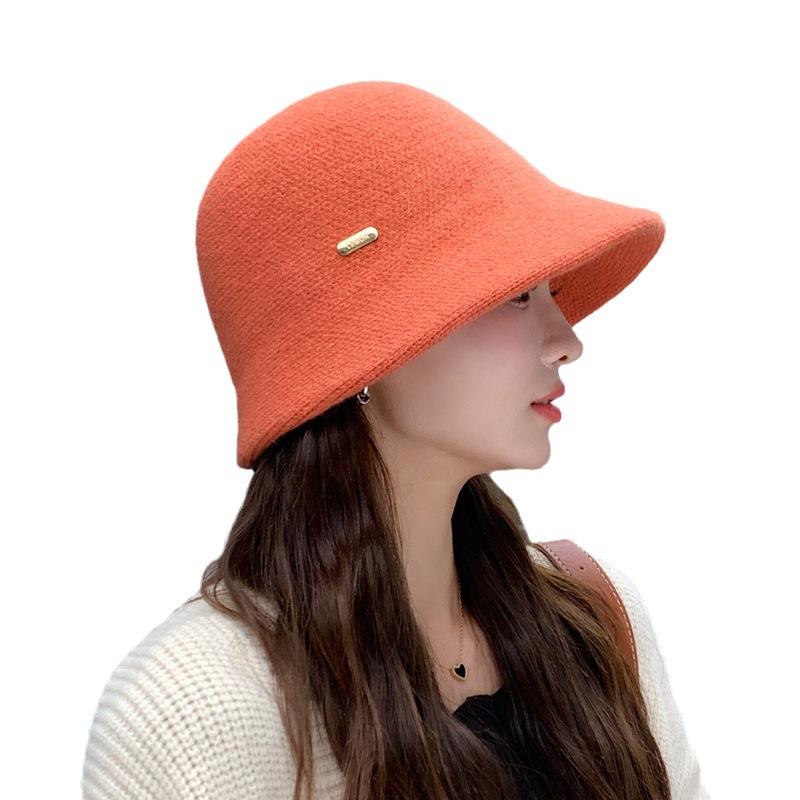 Autumn And Winter Bucket Hat Women'S Solid Color Small Brim Basin Hat Fashionable White Outdoor Warm Cold Show Face Small Bucket Hat
