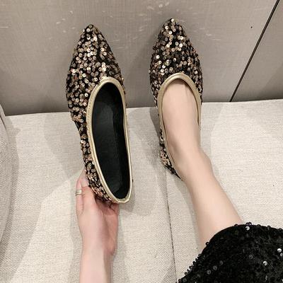 Scarpe Basse Casual Punta Acuta Fondo Morbido Bling Taglie Forti per Donna Moda 2024 Slip-on Quotidiane Primavera/Autunno Scarpe Basse da Donna