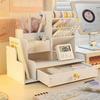 Multi-Function Desktop Organizer With Drawer Multi Grid Slant Insert Home Office