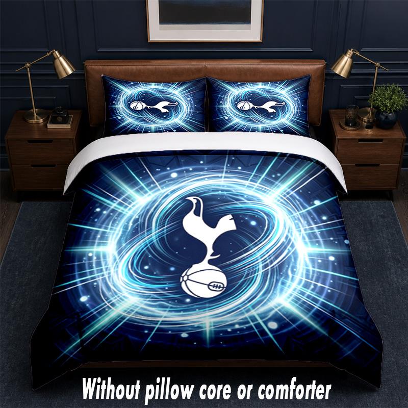 Tottenham Hotspur Design Bett Bettwäsche Set 1 Bettbezug + 2 Kissenbezüge Weich Atmungsaktiv Haushalt Bettwäsche