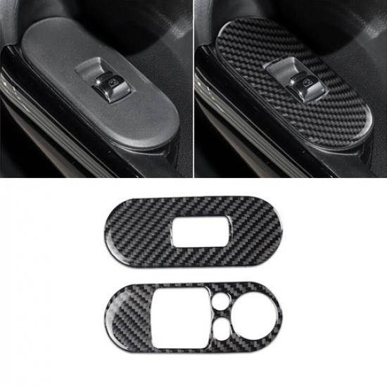 Bright Carbon Fiber Car Interior Door Window Button Panel Sticker For Mini F56