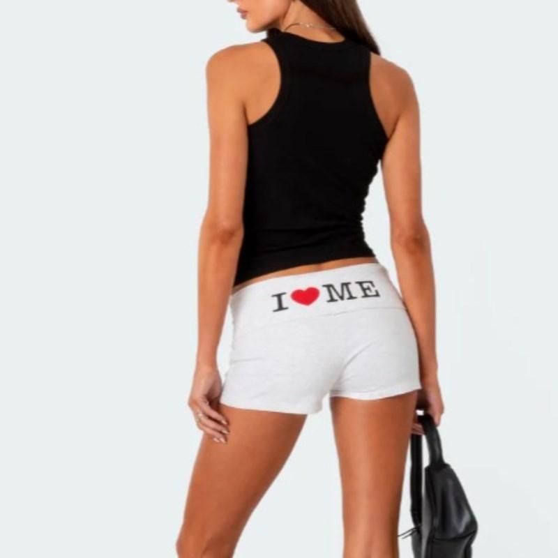 Aesthetic Women's Short Letter Printing Casual Harajuku Drawstring Elastic Waist Cycling Shorts Y2K Gothic