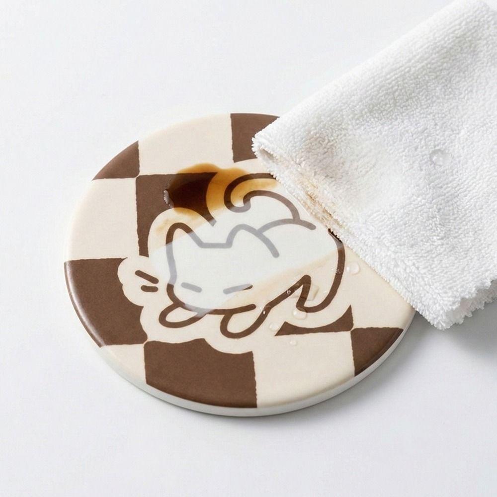 Non-slip Diatom Mud Coaster Round Insulation Pad Cute Cup Mat Coffee Mug