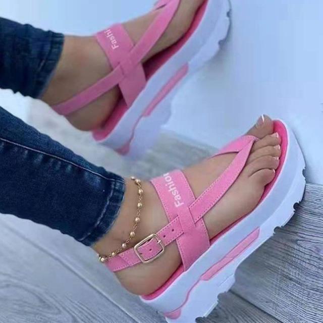 Women 'S Shoes Summer Fashion Open Toe Platform Wedges Female Casual Shoes Buckle Strap Ladies Solid Color Outdoor Sandals