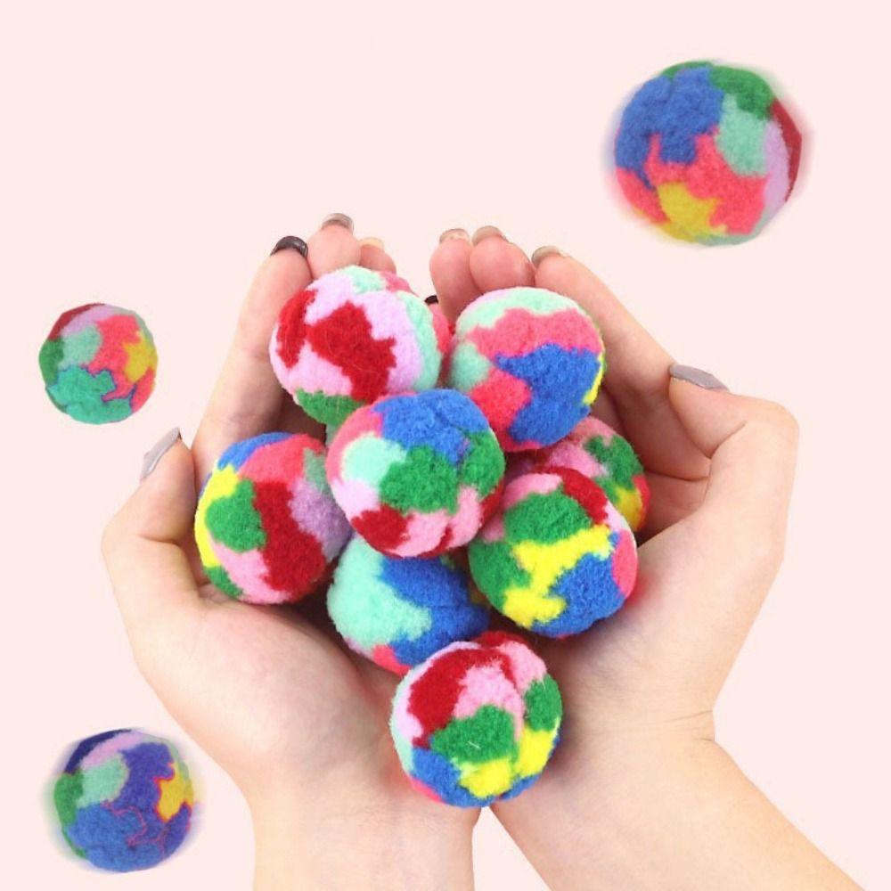 5pcs/set Colorful Cat Training Mute Ball Plush Pet Cat Throwing Ball Plush Cat Toys Ball Self Happy