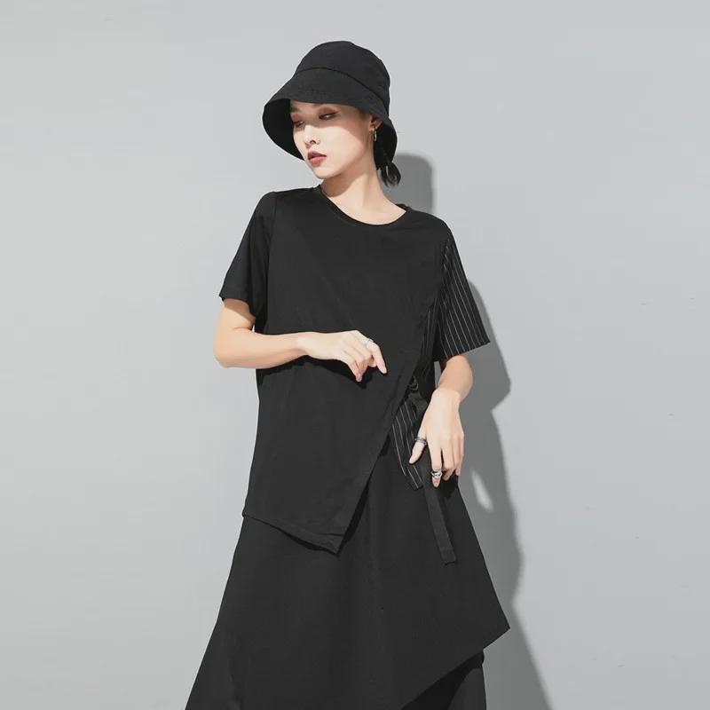 Women's European and American Summer Striped Short-Sleeve Cotton T-Shirts - Loose, Versatile, and Slim Fit.