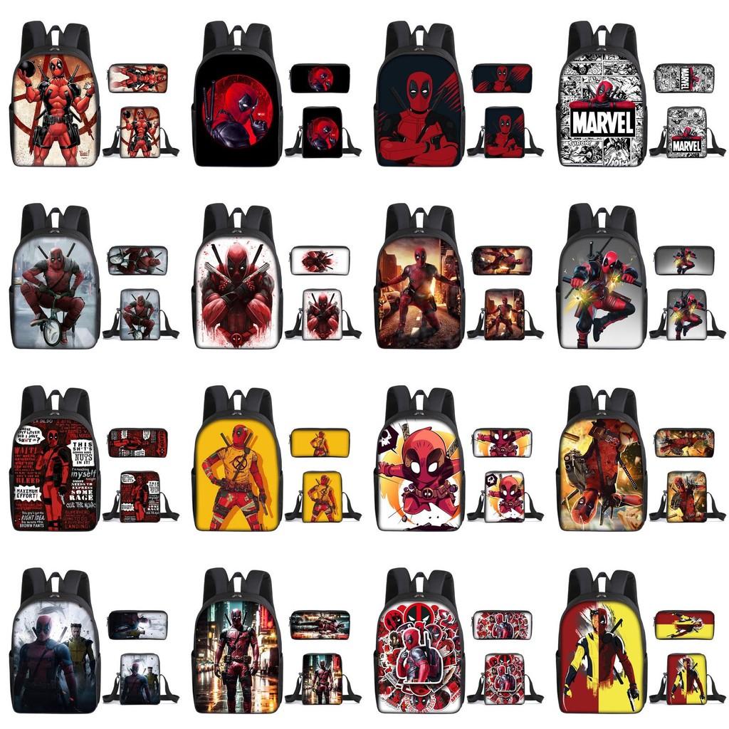 Deadpool 3pcs Student School Bag Backpack Lunch Bags Pencil Case Gifts Kids