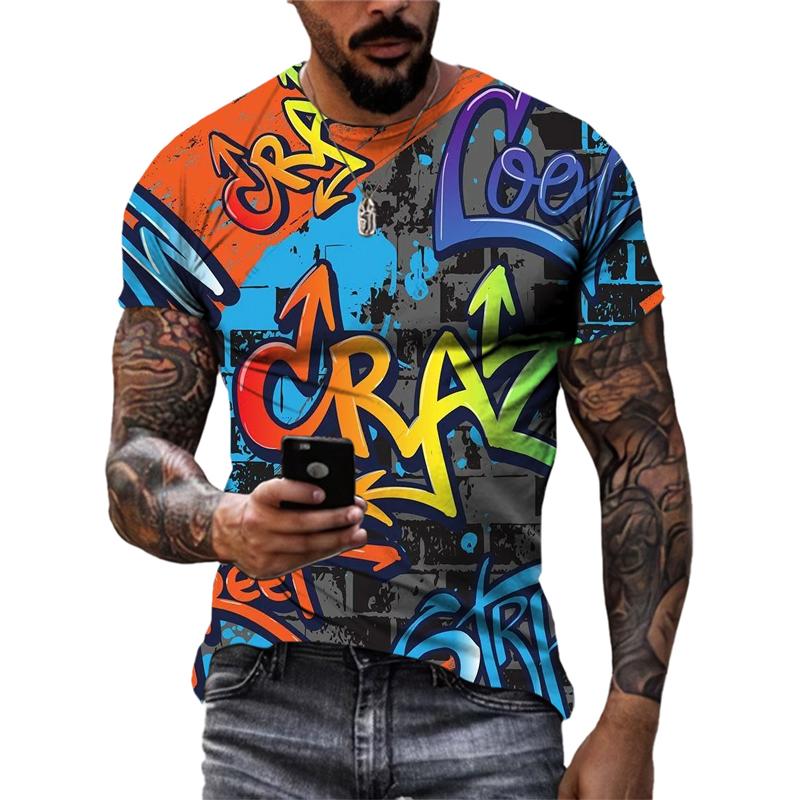 

Summer 3D Printed Graffiti Men T-shirts 2023 Trend Fashion Casual Street Art oversized t shirt Hip Hop harajuku O-neck Tees