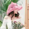 Fashion Hat Women Top Hat Elegant Organza Flower Wide Brim Sun Hat for Women Retro Style Party Banquet Accessory Foldable Beach