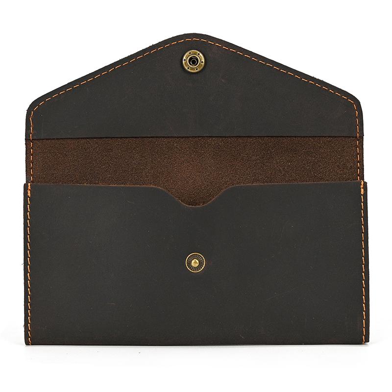 Vintage Genuine Leather Clip Purse For Men Women Leather Phone Pouch Wallet Simple Style Retro Female Male Slim Purse Wallets