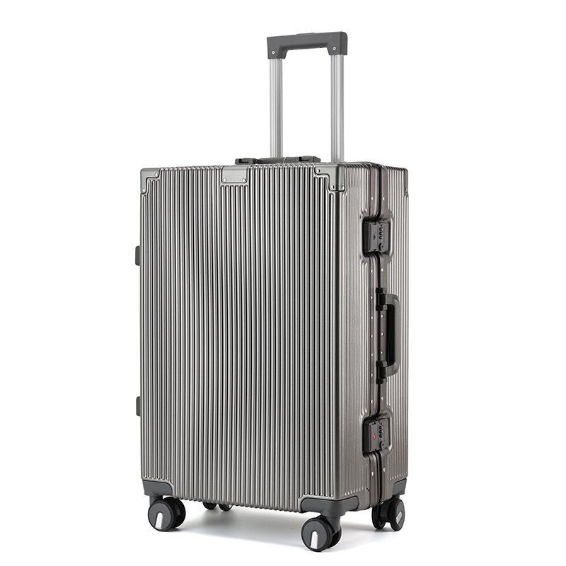 Large Capacity Aluminum Frame Suitcase: Durable, Silent Wheels, Secure Password, Unisex Design