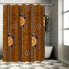 Decorative Shower Curtain Boho Print Design for Bathroom Long Size Orange Pattern with Circular Motif 180 x 245 cm