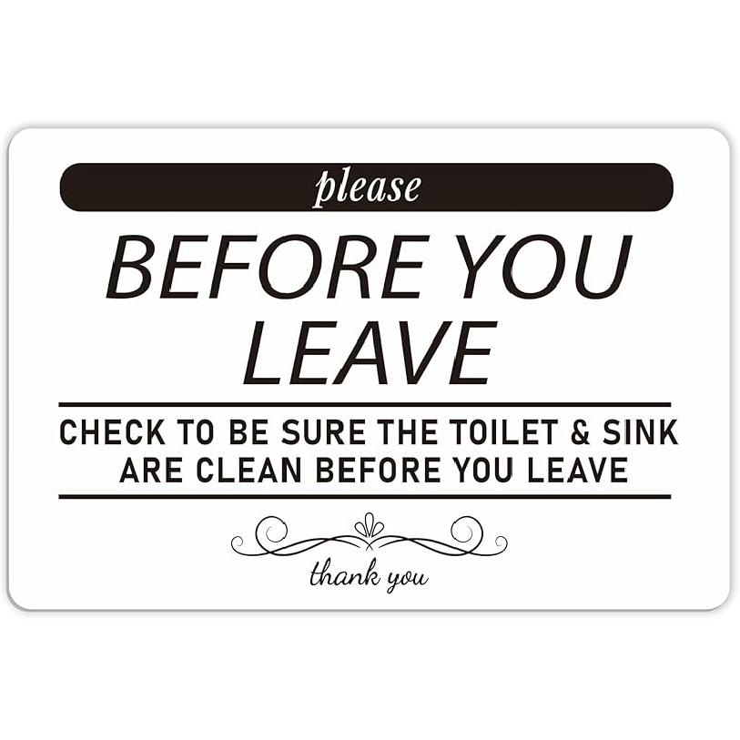 Help Keep Toilet Sink Clean, Clean Up Before You Leave Bathroom Rules Sign Sticker for Home, Business, Office, Store, Restroom, Public Toilet
