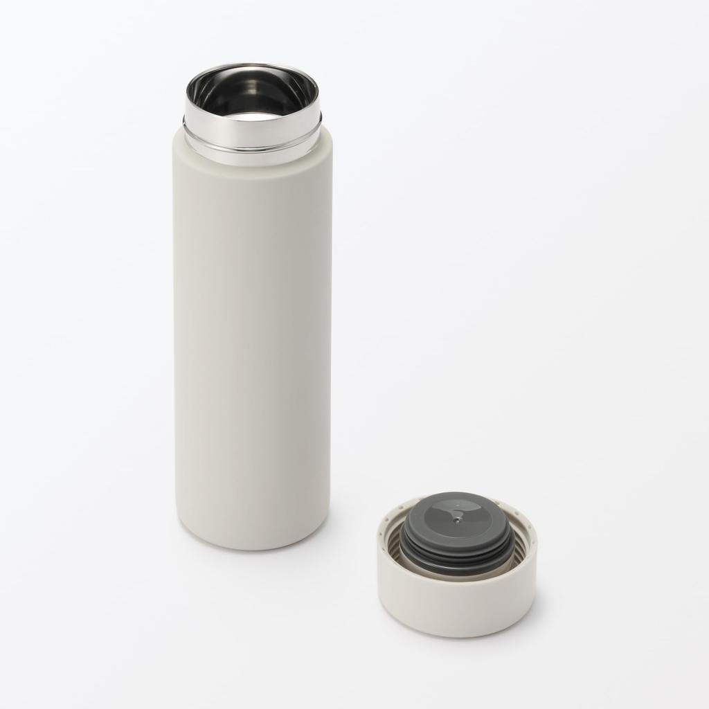 MUJI Vacuum Insulated Insulated Flat Gray 76049180 Bottle, Type, 500mL, Beige,