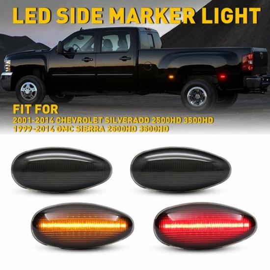Amber Red LED Side Marker Lights for 01-14 Silverado /Sierra 2500HD 3500HD 4pcs