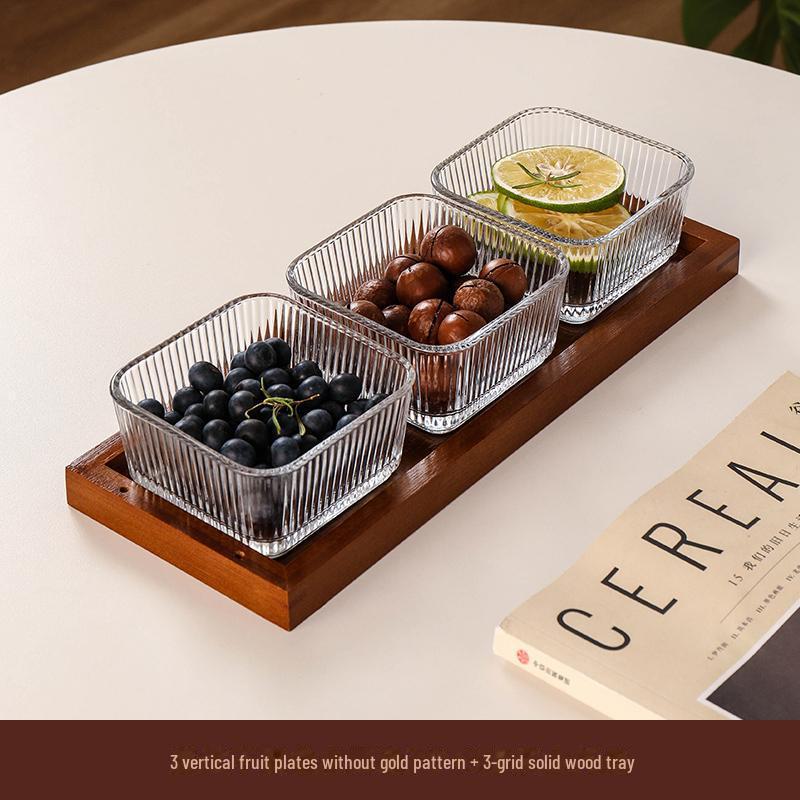 Japanese-Style Glass Fruit and Snack Plate for Living Room Coffee Table