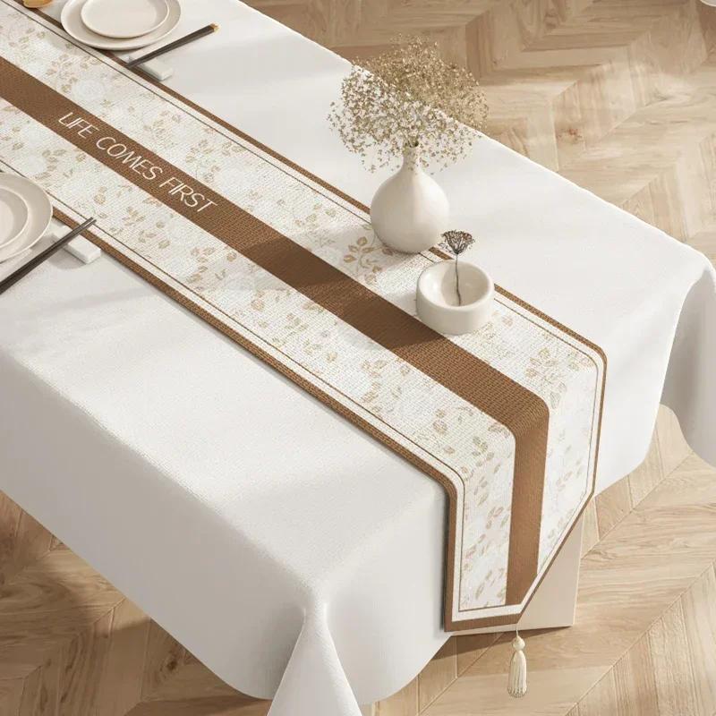 Cotton  Linen Tea Table Decoration Table Flag Light Luxury High-end Cover Cloth Dinner Side Cabinet Countertop Cushion Cloth