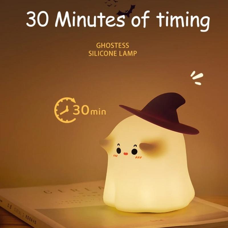 Rechargeable Halloween Led Night Light Cute Squishy Cartoon Kids Silicone Nursery for Bedroom Holloween Pumpkin Bedside Portable