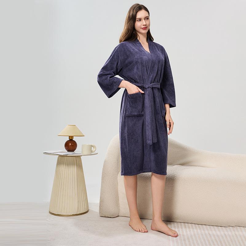 Unisex Jacquardfleece Badrock - Lång, Förtjockad, Plus Size Pyjamas för Höst & Vinter.