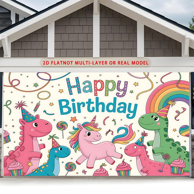 Party Backdrop Happy Birthday Birthday Unicorn Rainbow Photo Booth Background Wall Decor