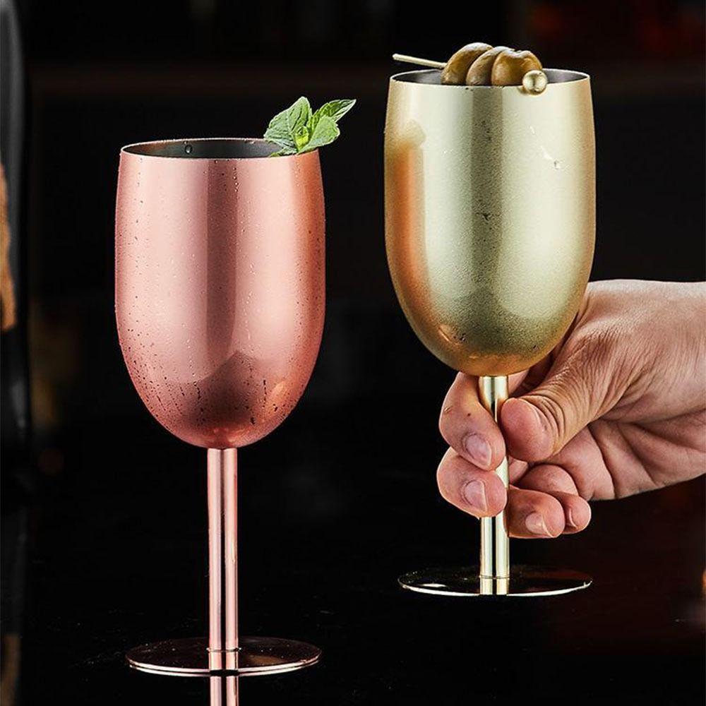 Retro Stainless Steel Goblet Creative Tall Glass Wineglasses Metal Wine Glass  Water Bottle