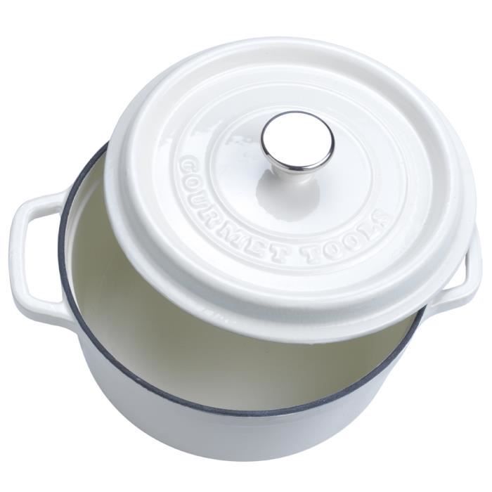 Cocotte pot en fonte rond 22cm Gourmet Tools blanc