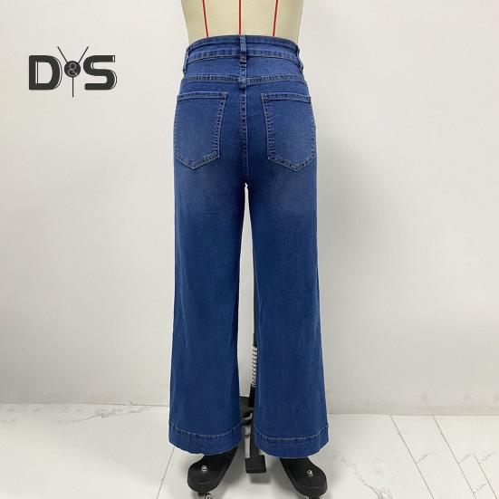 Damskie jeansy proste z wieloma kieszeniami, z wysokim stanem, zapinane na guzik i zamek błyskawiczny, spodnie w jednolitym kolorze, w stylu vintage, dżinsowe spodnie do noszenia na co dzień, do szkoły, do pracy