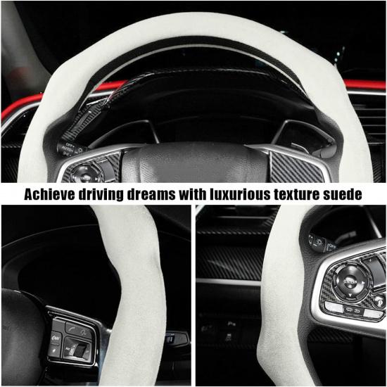 Mandark Car Steering Wheel Cover, Suede Sport Vehicle Steer Wheel Protector Fitting 15 Inch, Non-Slip Comfortable Automotive Interior Decoration