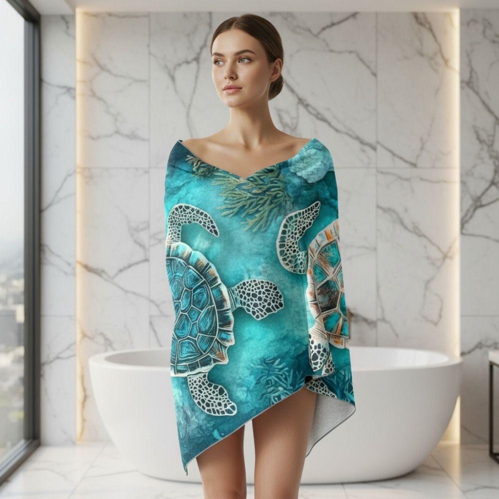 Absorbent Sea Turtle Beach Towel Shore Stylish Beach Blanket Multi-functional Bath Towel Nap
