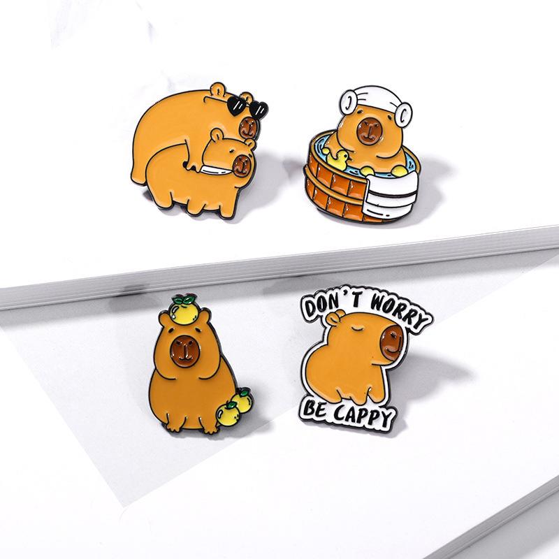 Cute Cartoon Capybara Enamel Brooch Backpack Hat Decoration Alloy Lapel Pin Badge Clothing Accessories